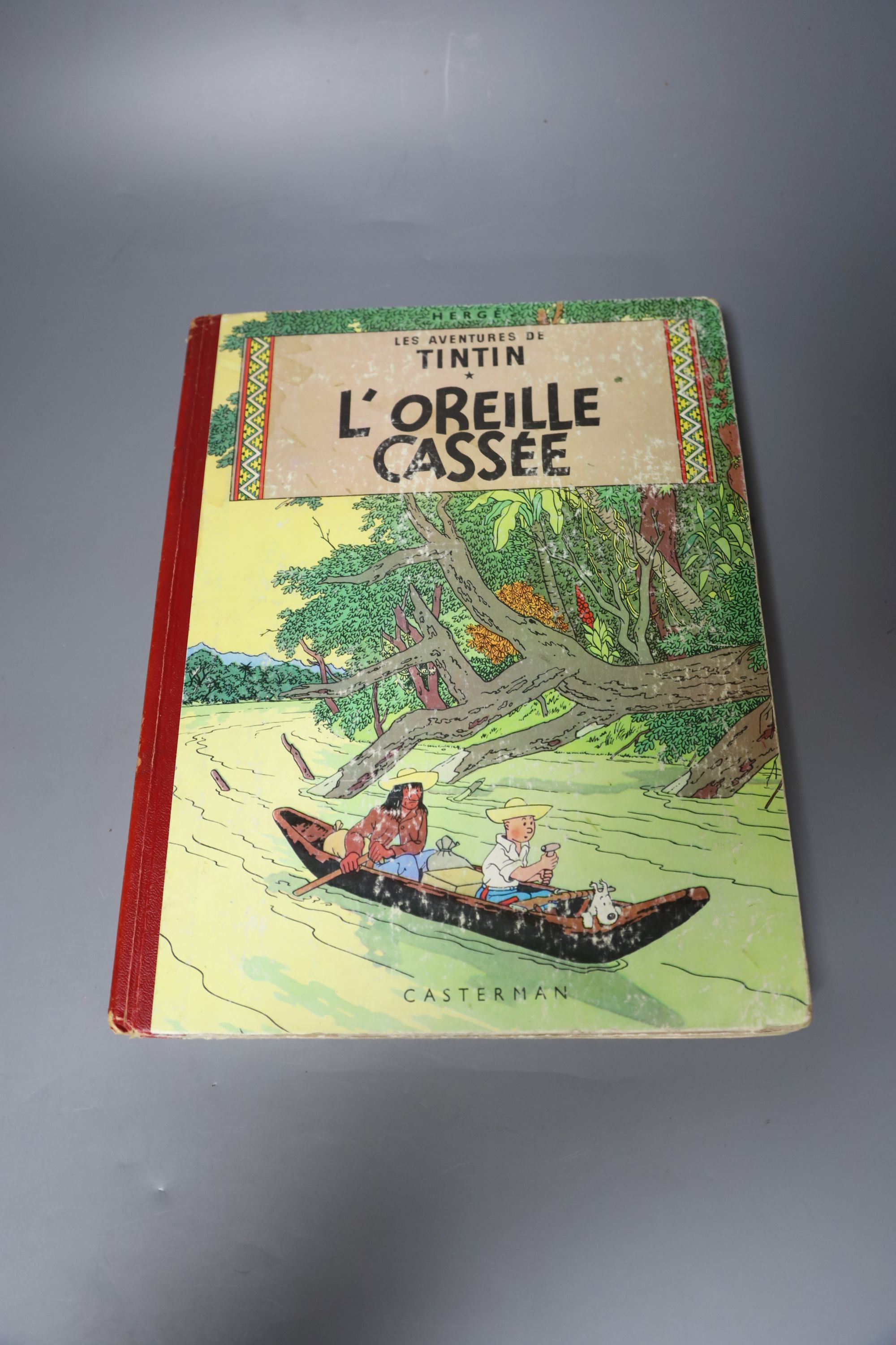 Herge (Remi, George Prosper), Three Works - Les Adventures of Tintin, LOreille Casse, pictorial boards, Casterman, Paris 1947; Tintin